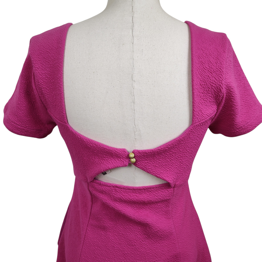Anthropologie Maeve Dress Small Pink Twist Cutout Open Back Fit Flare $140 NWT - Picture 7 of 16